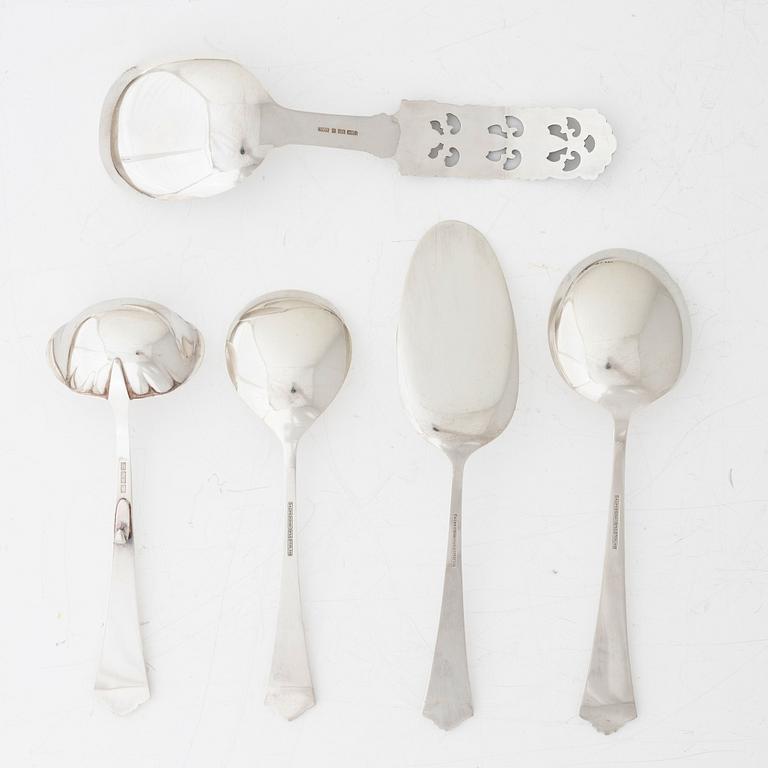 Serveringsbestick, 5 delar, silver, Norge, bl a David Andersen, Oslo, efter 1925.
