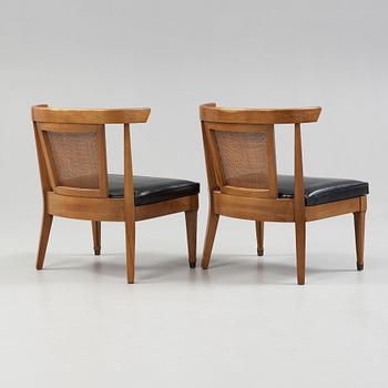 A pair of  John Lubberts and Lambert Mulder mahogany lounge chairs for the Tomlinson Sophisticate Line, USA 1950's.