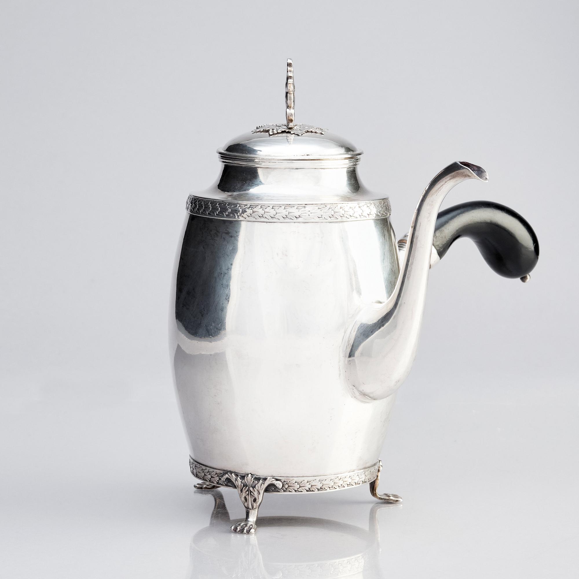 A Swedish early 19th century silver coffee-pot, mark of Johan Petter Grönvall, Stockholm 1818.