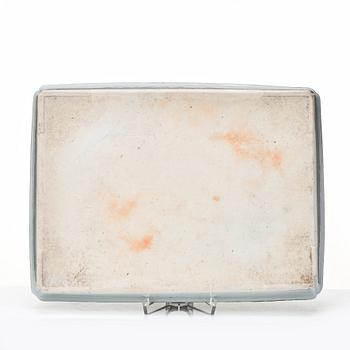 Bricka med cremekoppar, 12 stycken, kompaniporslin. Qing dynastin, Qianlong (1736-95).