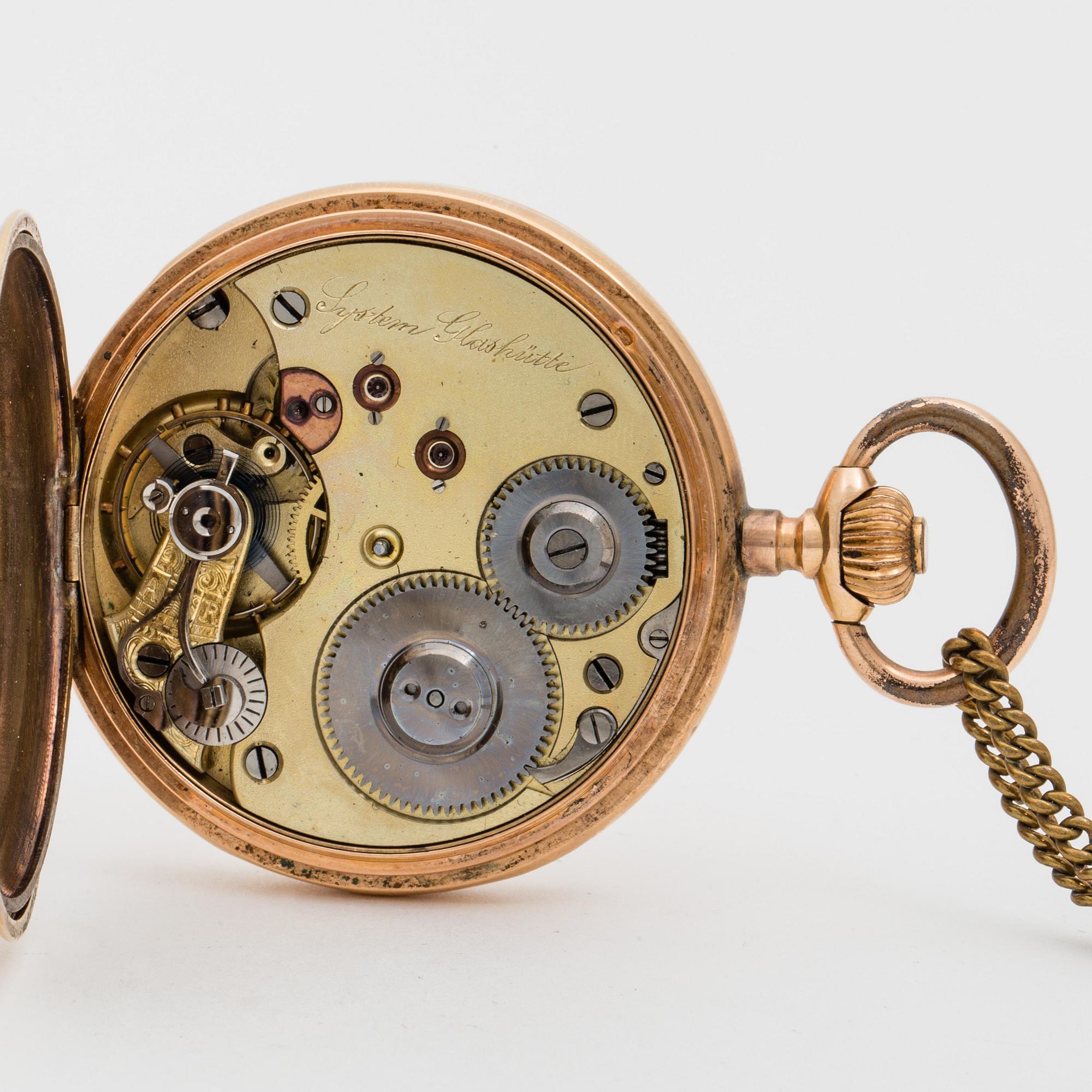 POCKET WATCH, 49 mm, "System Glasshütte", hunting case,