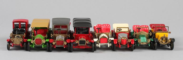 LEKSAKSBILAR, 8 st, "Models of Yesteryear", Lesney, Matchbox, England, 1960-tal.