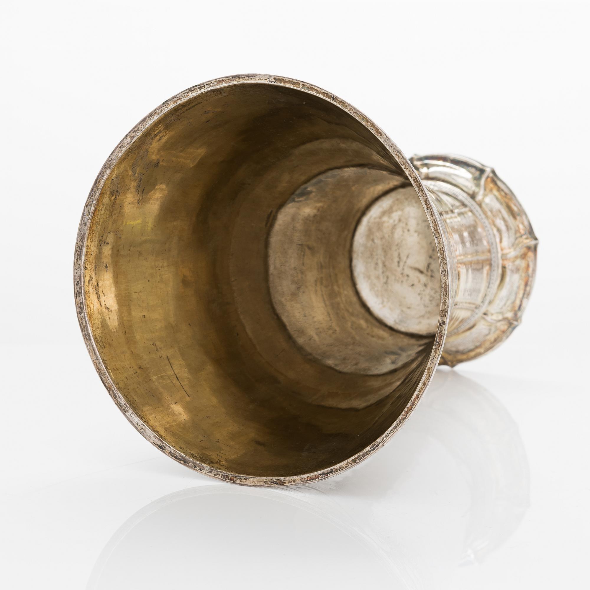A Swedish parcel-gilt silver wedding-beaker, maker's mark of Petter Åkerman, Stockholm 1760.