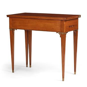 35. A late Gustavian mahogany games table, Stockholm, second part of the 18th century.