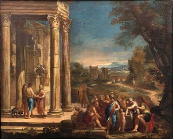 NICOLAS POUSSIN, follower of 18th century oil on canvas.