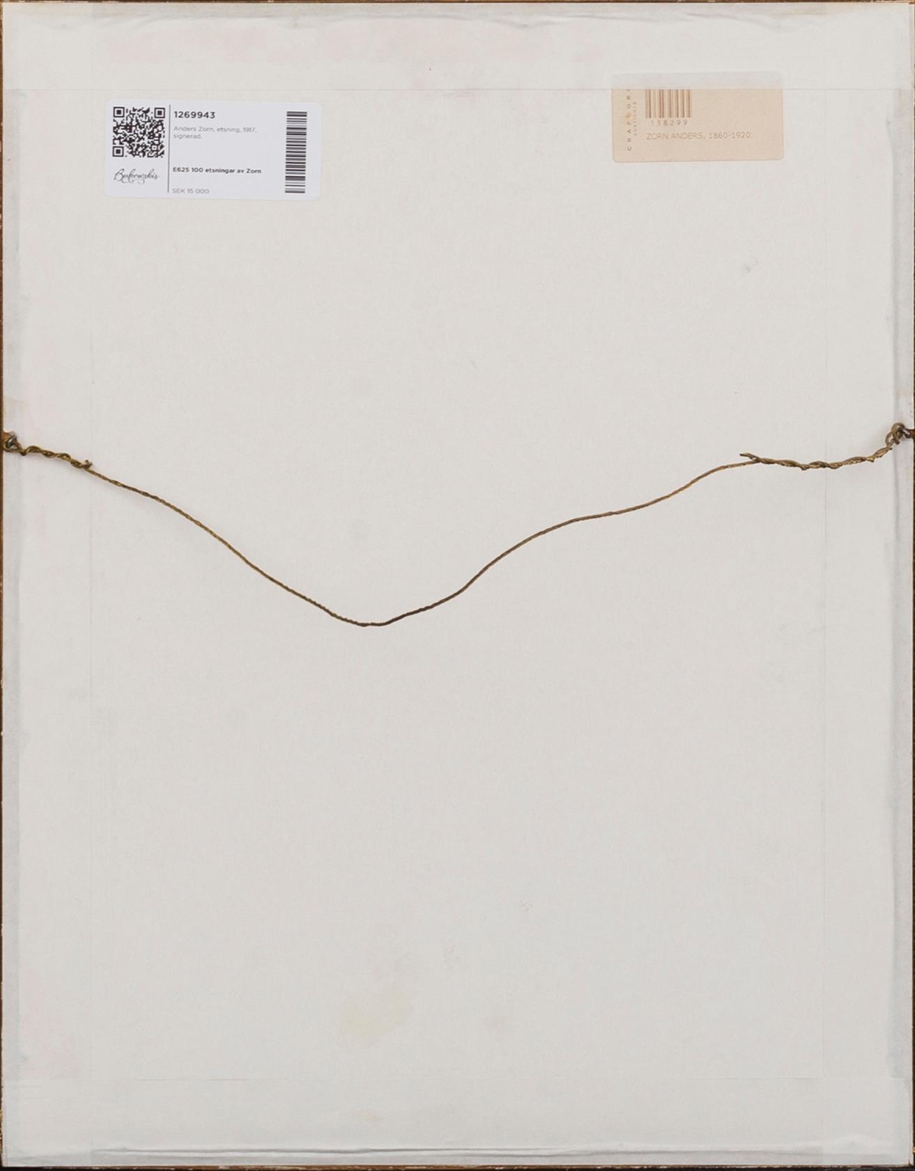 Anders Zorn, etsning, 1917, signerad.