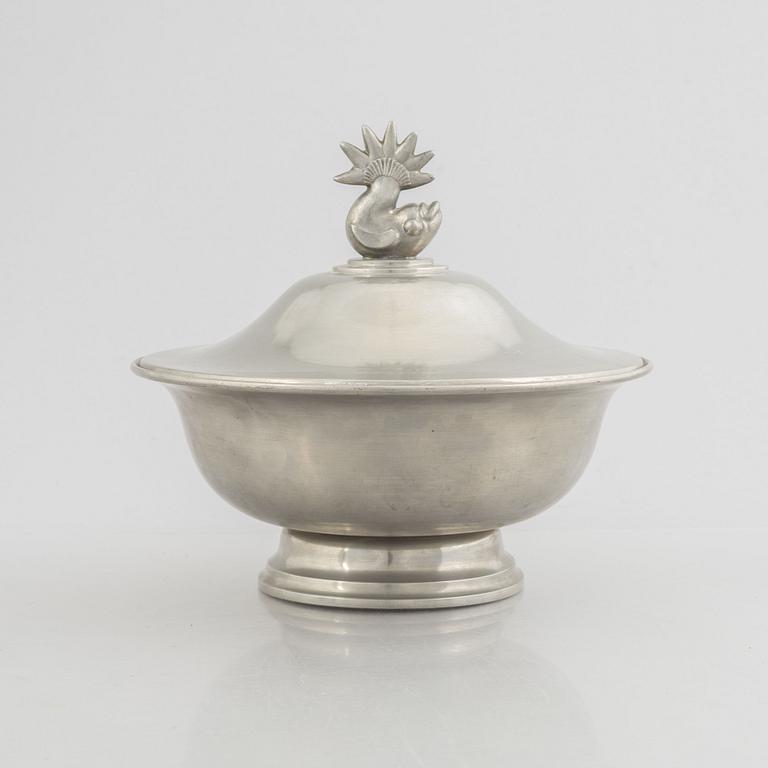 Nils Fougstedt, a pewter bowl with cover, Herman Bergman AB, Stockholm 1929.