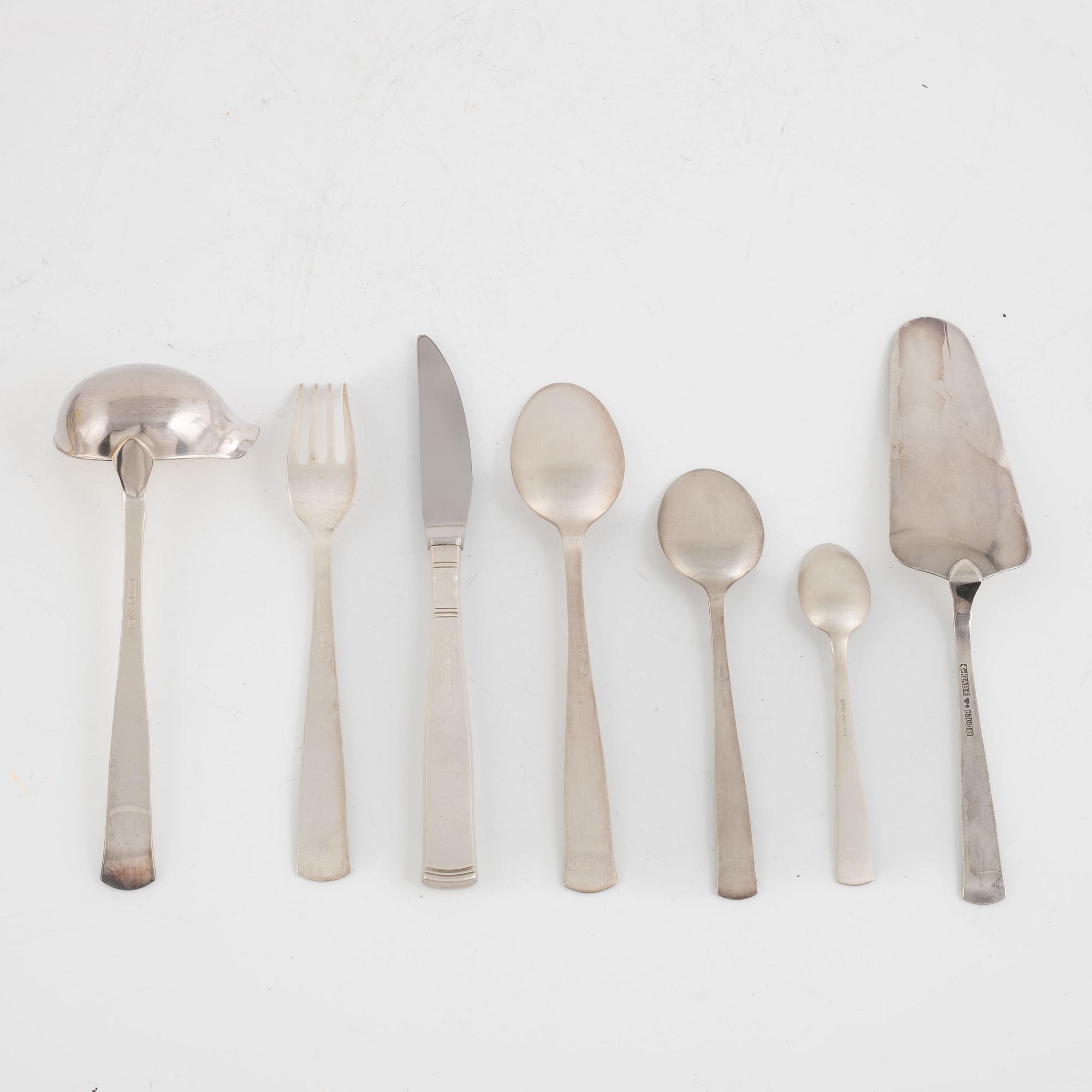 Jacob Ängman, a silver cutlery, "Rosenholm", GAB, Eskilstuna and Stockholm (53 pieces).