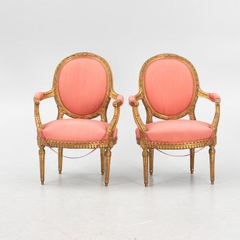 Armchairs, a pair, Gustavian style, 19th century.