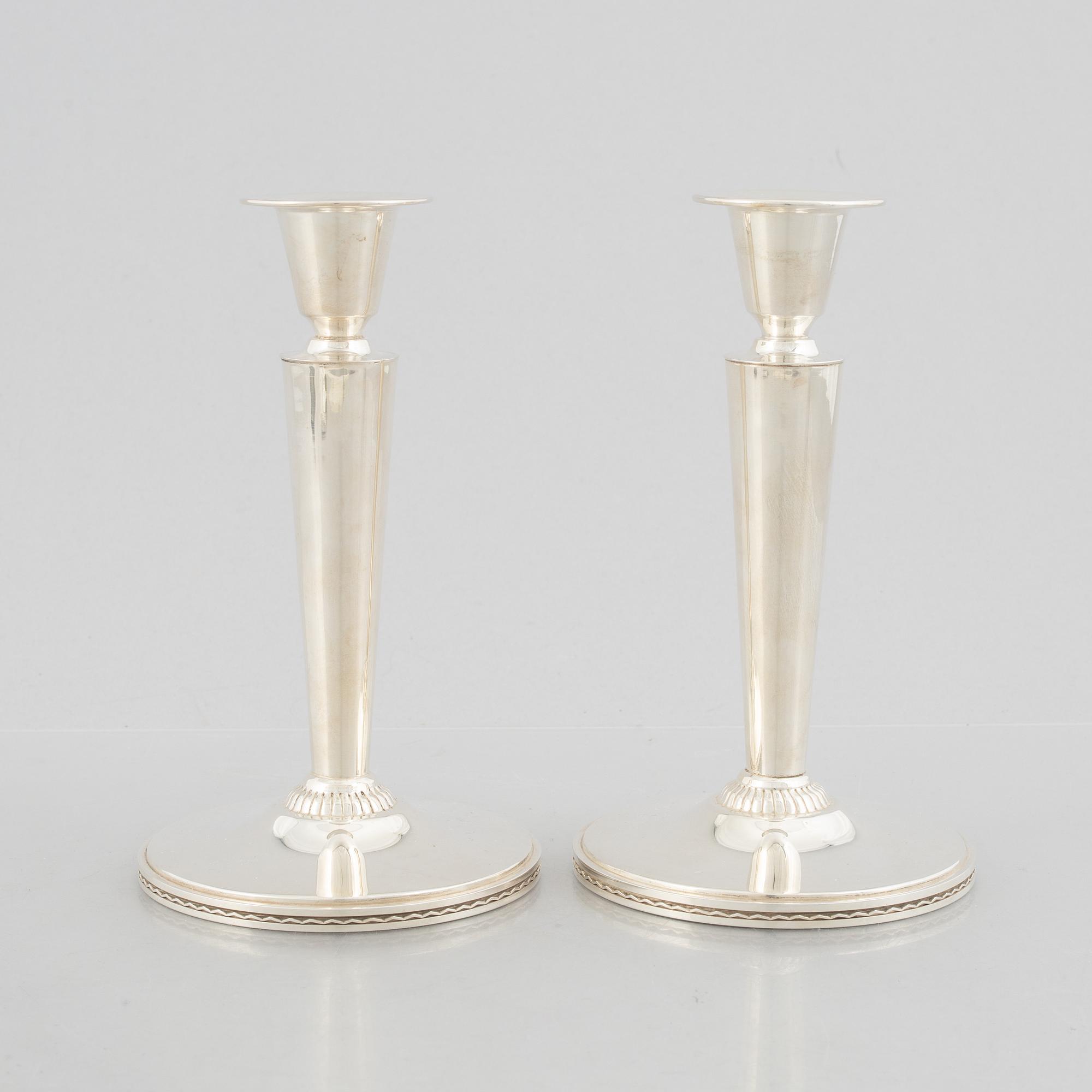 Eric Råström, candlesticks, a pair, silver, CG Råström, Stockholm 1969.