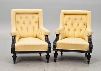 FÅTÖLJER, Oscarianska. 1800-talets andra hälft.