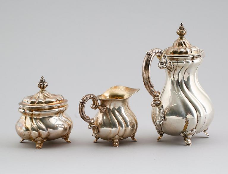 KAFFESERVIS, 3 delar, silver, 1937. Vikt ca 622 gram.