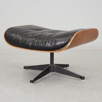 An easy chair and ottoman by Charles & Ray Eames, Herman Miller, USA, produced with licence by Hille, London.