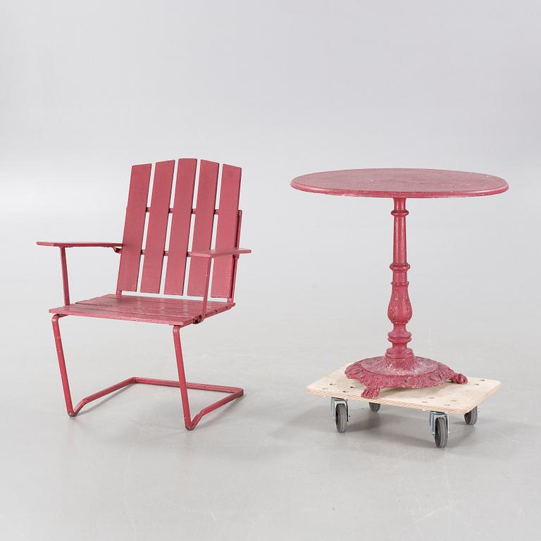 A garden chair from Grythyttan and a table, 20th century.