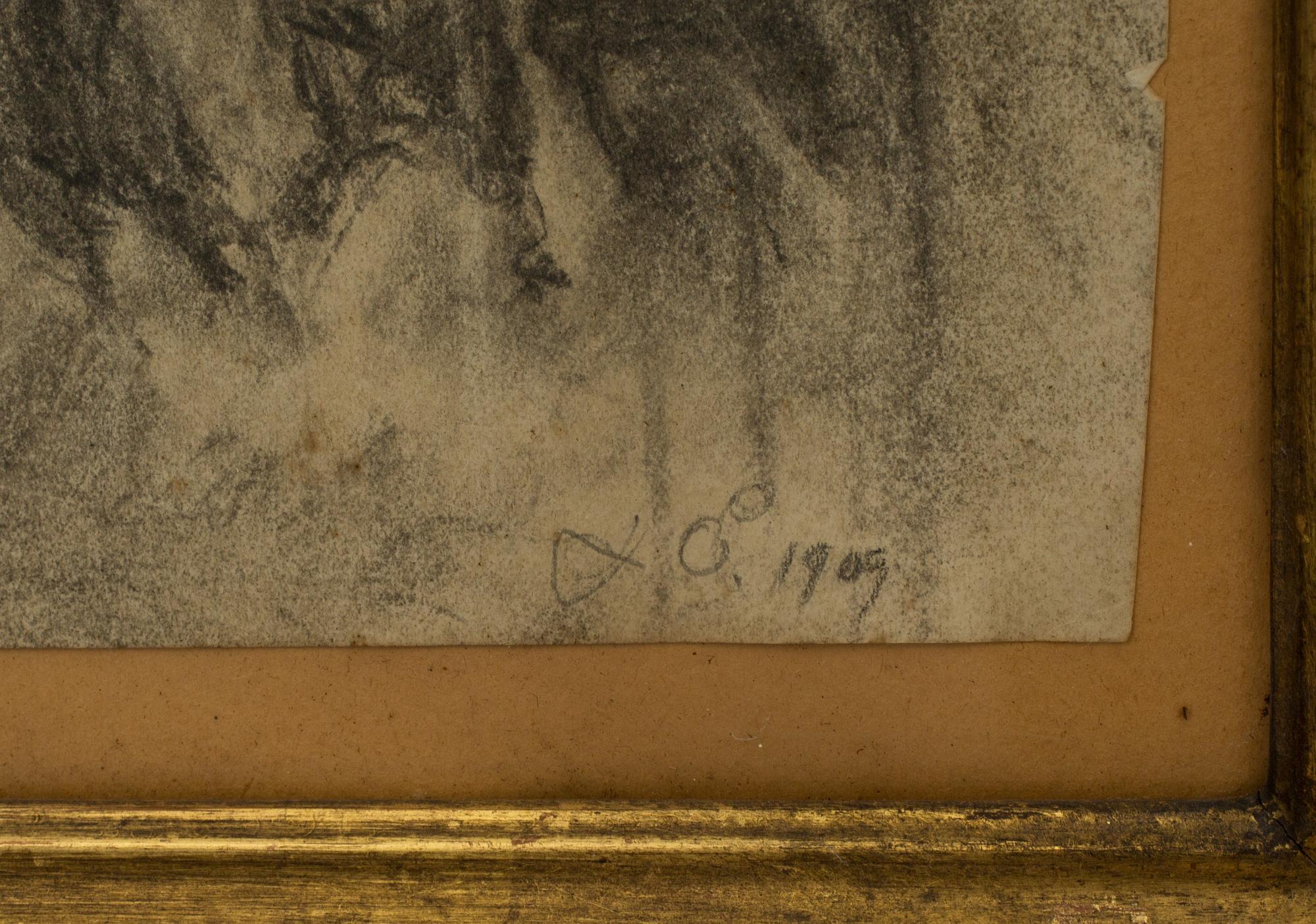 JONAS ÅKESSON, blandteknik på papper samt 4 st  skisser  på papper. Signerad och daterad 1909.