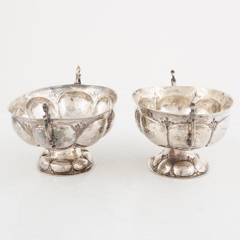 Two silver brandy-bowls, Nothern Europe, 18th century, unidentified maker's mark.