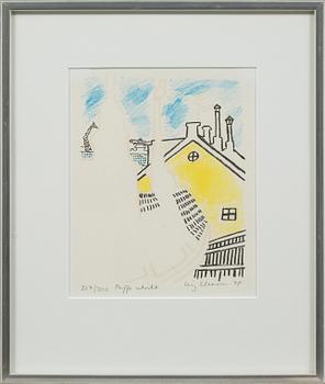 two litographs in colours, signed and numbered and two books.
