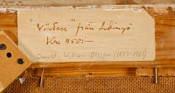 DONALD WILLIAM-OLSSON, olja på pannå, monogramsignerad.
