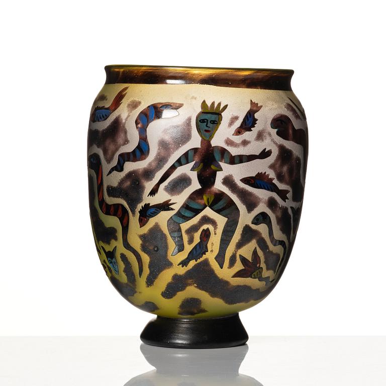 Ulrica Hydman-Vallien, a unique 'jewel glass' vase, Kosta Boda, Sweden.