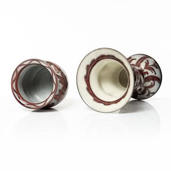 Allan Ebeling, two glazed ceramic vases, Bo Fajans, 1920s.