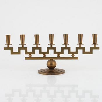 Candelabra, brass, attributed to Firm Lars Holmström, Arvika, second half of the 20th century.