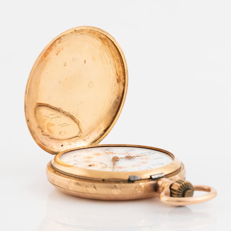 Pocket watch, 14K gold, hunter, 55 mm.