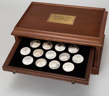 50 sterling silver medals, 'Rembrandt i silver', Franklin Mint AB, 1974.