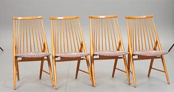 STOLAR, 4 st. "Flamingo" design Thea Leonard, Nässjö Stolfabrik, 1950-tal.