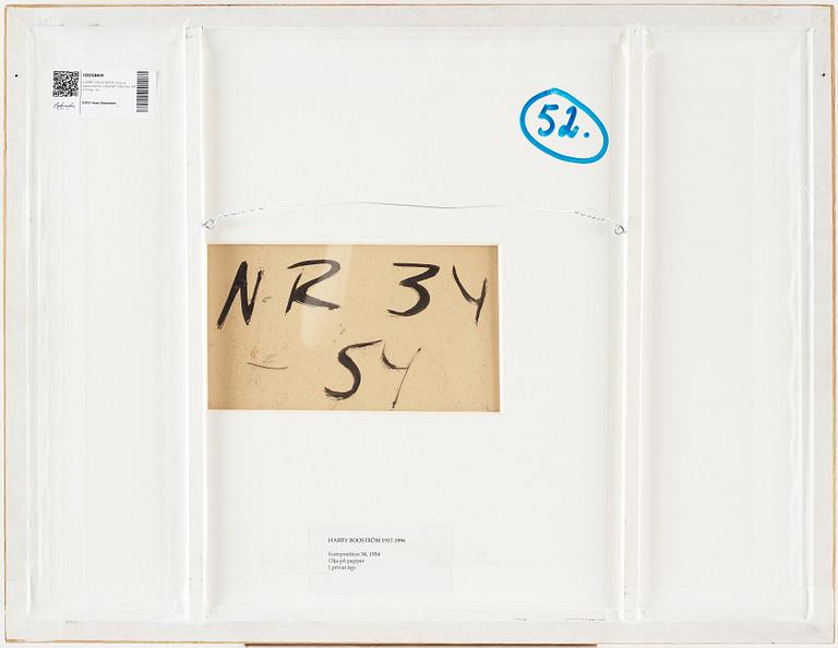 HARRY BOOSTRÖM, Oil on paper-panel, signed. Dated -54 verso.