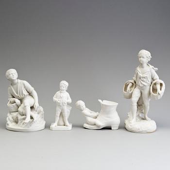 FOUR PARIAN FIGURES, Gustafsberg, ca 1900, one unmarked.