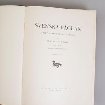 Three book "Svenska fåglar (Swedish birds)" with images by M, W & F VON WRIGHT, printed by Börtzells AB, 1924-1929.