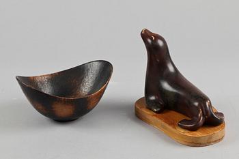FIGURIN och SKÅL, stengods, Gunnar Nylund, Rörstrand.
