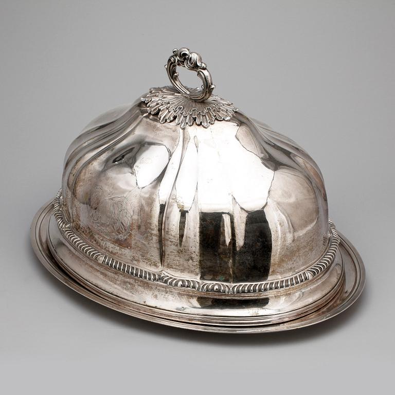 STEKHUV MED FAT, nysilver, rokokostil, troligen England, 1900-tal.