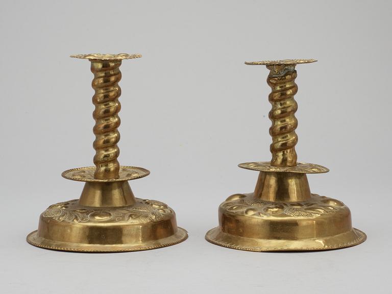 A pair of Swedish Baroque circa 1700 candlesticks.