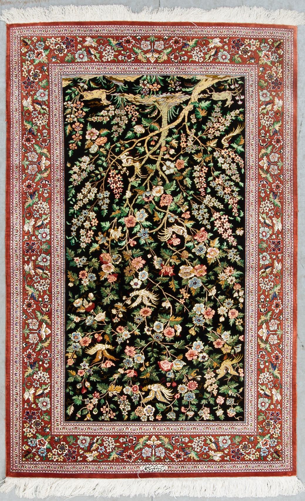 MATTA, old, Ghom, figural, silke, signerad. Ca 155 X 98 cm.