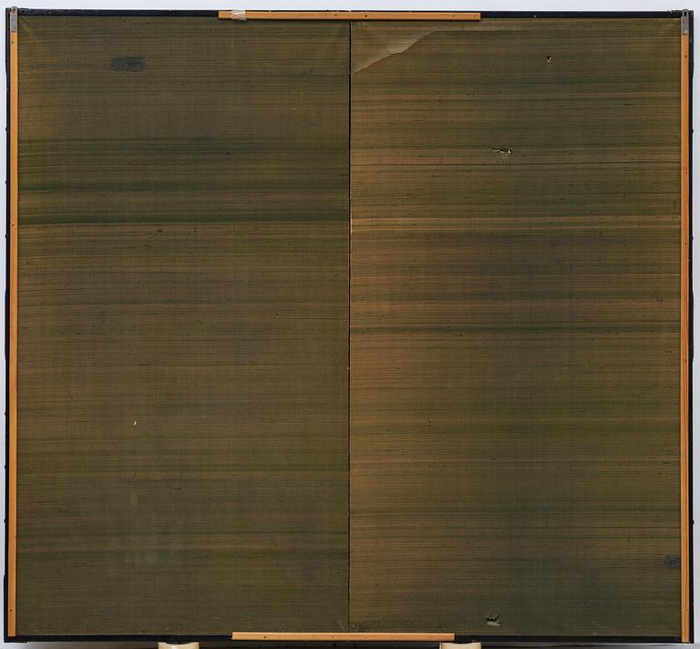 A Japanese two fold screen, Byobu, early 20th century, by unknown artist, signature perhaps to be read as Sakuho.