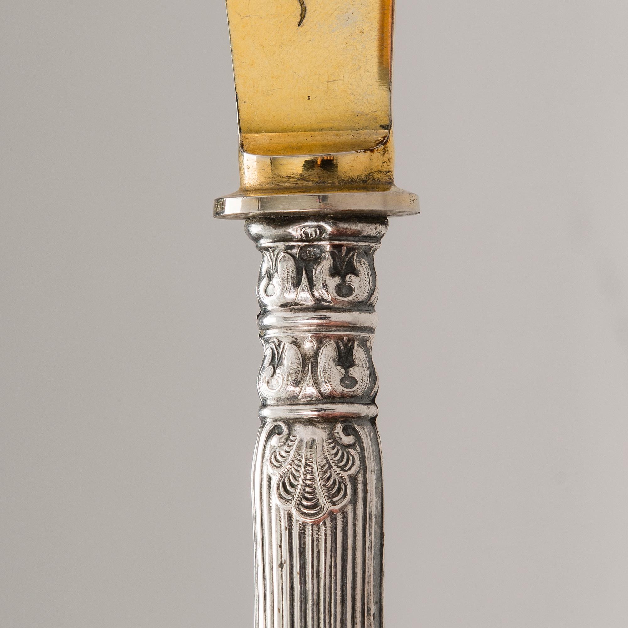 SERVERINGSBESTICK, 2 par, silver och förgyllt stål, Karl Hohmann, Pforzheim, Tyskland, 1920-30-tal.
