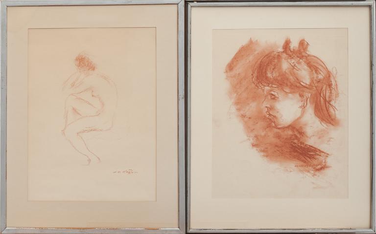 HELGE HÖGBOM, 5 st, skisser, signerade.