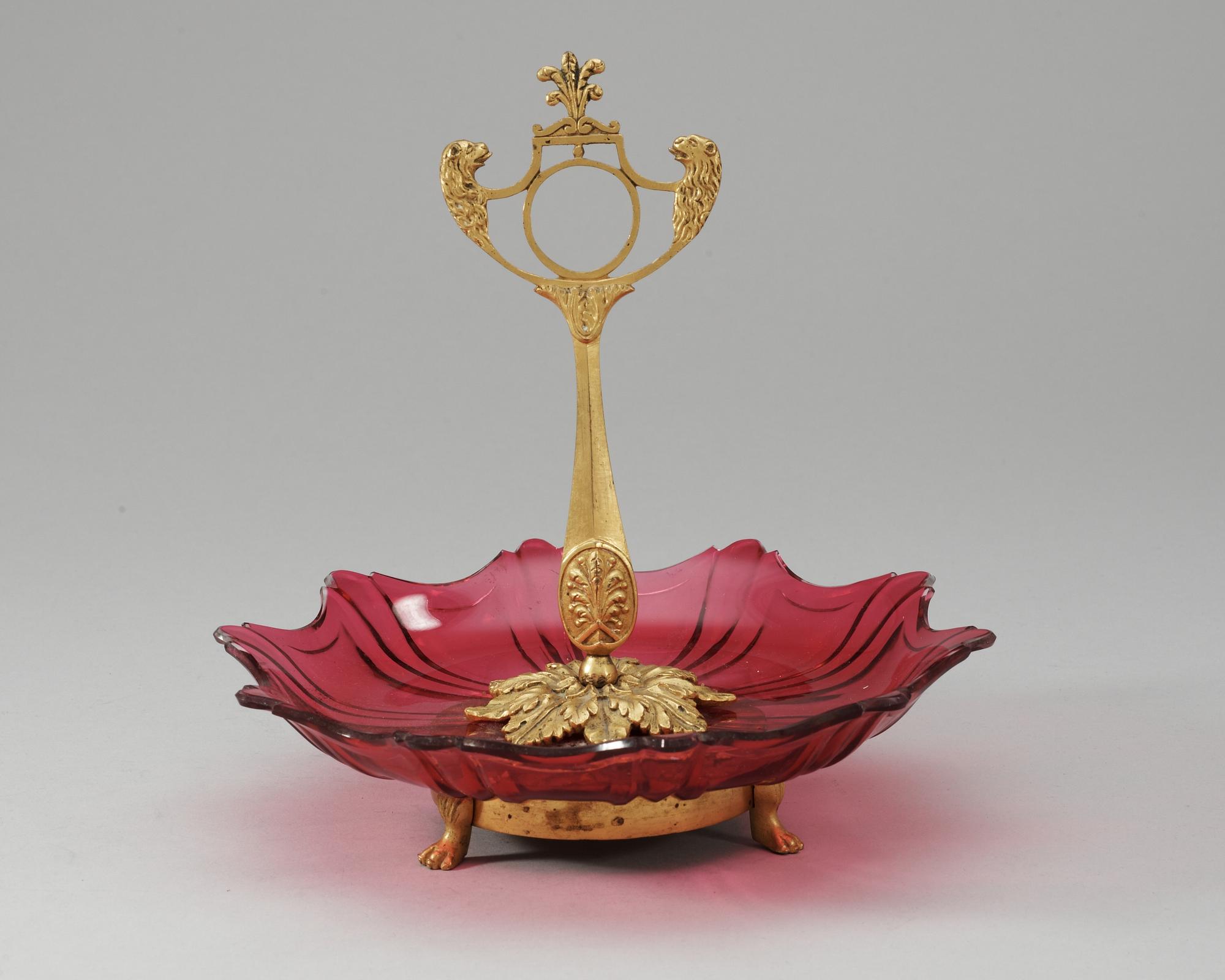 A 19th Century glass and bronze cakedish.