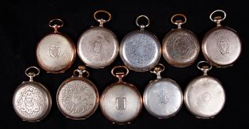 PARTI HERRFICKUR, 10 st, mest silver, bla AF Svensson, Ljungby, 1800-1900-tal.