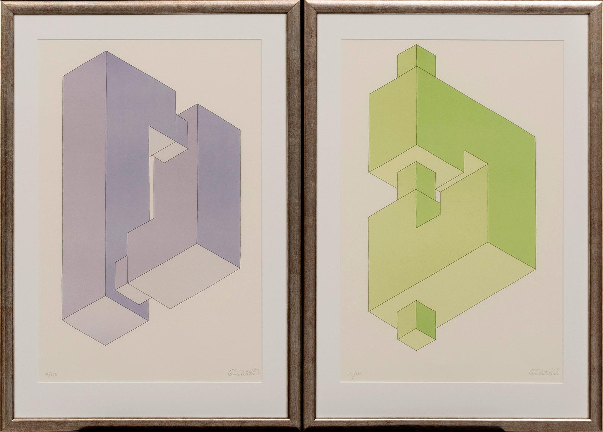 Oscar Reutersvärd, three litographs, signed and numbered 25/190, 4/190 and 3/190.