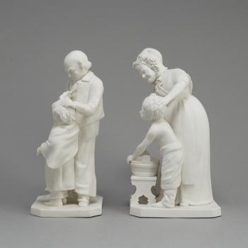 TWO PARIAN GROUPS, Gustafsberg, ca 1900.