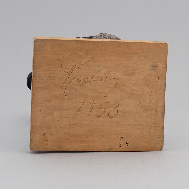 HERMAN ROSELL, sculpture, wood, signed and dated 1953.