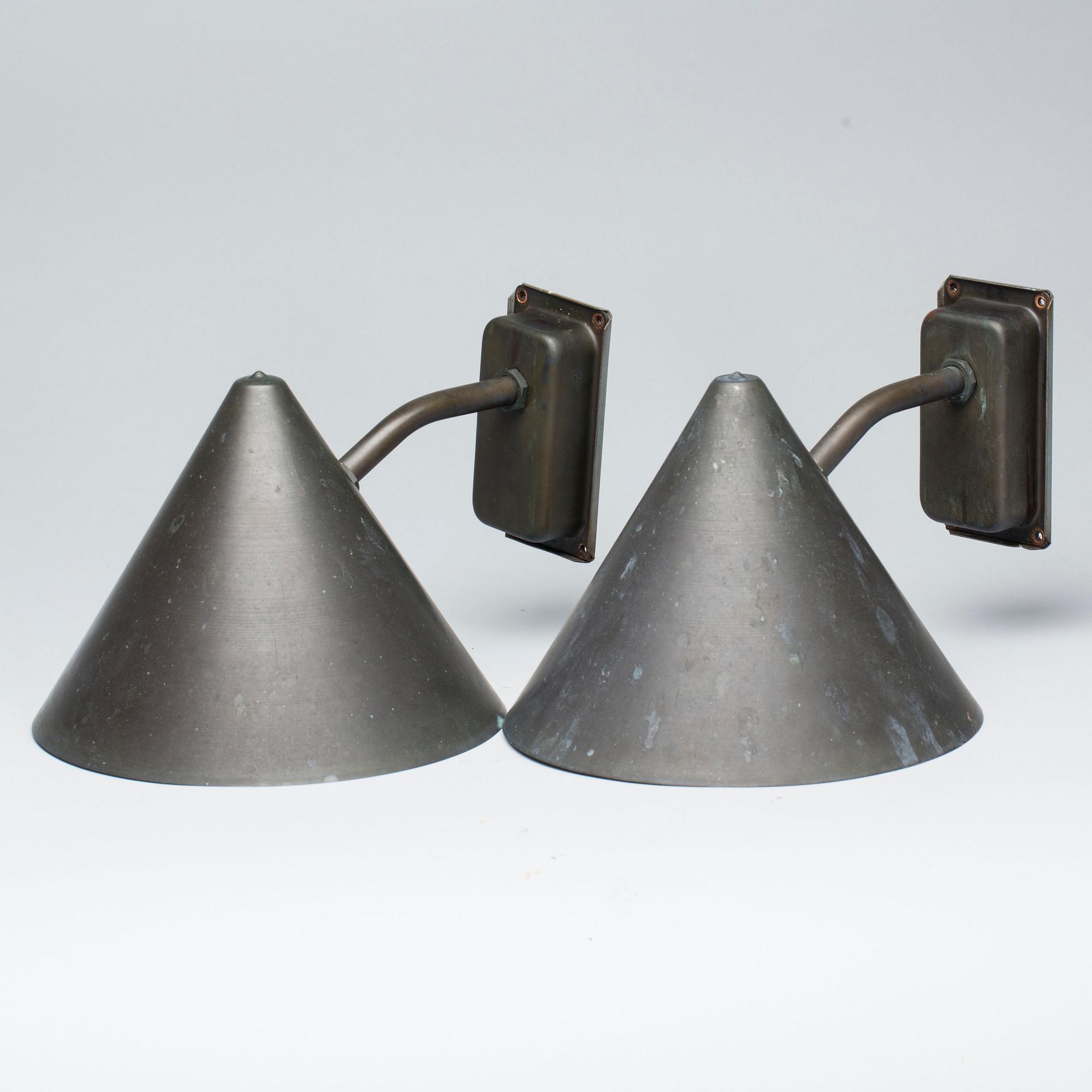 VÄGGLAMPOR, 2 st, "TRATT E27", Westal, 1900-talets slut.