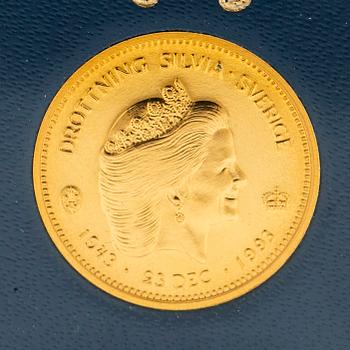Gold coin, 21.6 carat, Queen Silvia, “SEK 1,000”, Sveriges Riksbank, 1993.