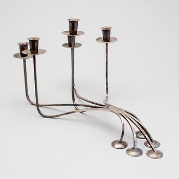 LJUSSTAKE /KANDELABER, försilvrad. 1960/70-tal.