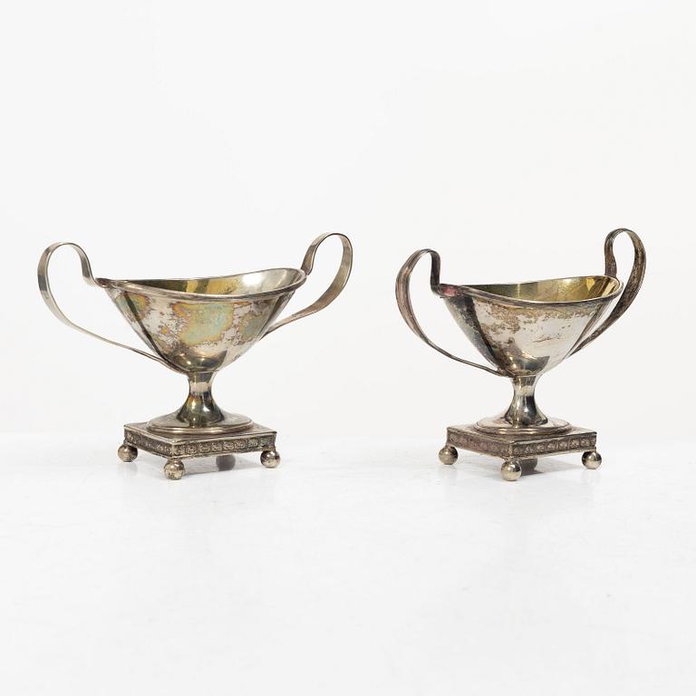 A pair of Swedish Empire silver salt cellars, mark of Nils Tornberg, Linköping 1814.