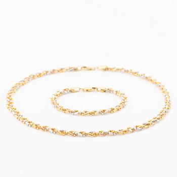 Necklace and bracelet in 18K gold and white gold.