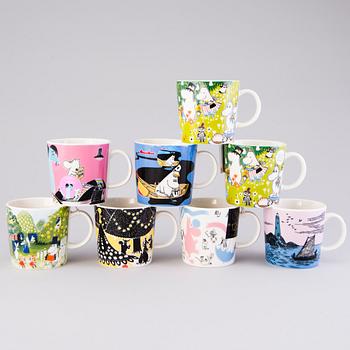 MOOMIN-MUGS, 8 pcs, porcelain, 'Special mugs', Moomin Characters, Arabia 2010-2017.