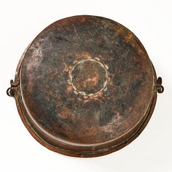 A Swedish copper cauldron, 18th century.